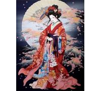 11CT Bordar Kit Principiantes Kit De Bordado De Geisha Japonesa，Kits De Punto De Cruz De Cortesana Clásica，Patrones Fáciles，Suministros De Punto De Cruz，Para Regalos De Principiantes A 40x50cm