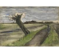 11CT Diy Kits De Bordado Punto Cruz Famosa Pintura Al Óleo，Camino Rural Con Tocón De Sauce Kit De Bordado Estampado Para Adultos, Principiantes, Proyectos De Punto De Cruz, Manualidades 30x40cm