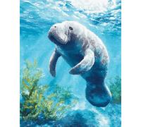 11CT Kits De Punto De Cruz Dibujos Animados De Animales De Manatí Kits De Punto De Cruz Bordado, Juego De Inicio De Patrones Estampados, Accesorios De Arte De Bordado, Decoración De Pare 60x80cm