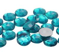 11mm Flat Back Round Acrylic Rhinestones Plastic Gems for Jewelry Making Costume Jewels Cosplay Embelishments - 75 Pieces (Blue Zircon .BZ)