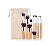 11pcs Bamboo Makeup Brushes Set Foundation Blending Women Beauty Cosmetic Make Up Tool Set with Storage Bag
