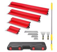 11Pcs Espatulas Pintura Pladur, con Mango Telescópico/Caja de Almacenamiento, Rascadores de Acero Inoxidable Perfectamente Lisos de 25/40/60/80 CM, para Cemento y Hormigón, Construcción en Seco