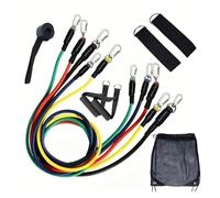 11pcs Fitness Resistance Bands Set with Door Anchor, Ankle Straps, Cushioned Handles & Carry Bag - Workout Exercise Tube Bands for Home Gym, Strength Training, Physical Therapy, Muscle Toning