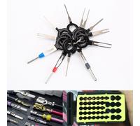 11pzs Juego de herramientas de desmontaje aguja trasera pin de crimpado conector de seleccion de extraccion de terminal de arnes de cable de placa de