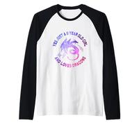 11th Birthday 11 Years Old Girl and Loves Dragons Cute Girls Camiseta Manga Raglan