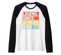 11th Birthday Gifts Legend Since September 2014 11 Years Old Camiseta Manga Raglan