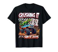 11th Birthday Monster Truck Dinosaur Crushing It Since 2015 Camiseta