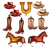 11uds Globos de Fiesta Con Temática del Oeste, Grandes Botas y Sombreros de Vaquero, Globo Con Forma de Caballo, Decoraciones para Fiestas de Cumpleaños