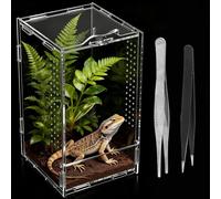 12 × 12 × 20 cm Reptiles Terrarium Acrílico, Terrario Transparente 360° Araña Saltar Terrario, Mini Terrario, Faunario, Terrario para Reptiles & Anfibios En Cría, Almacenamiento y Observación