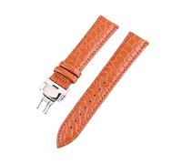 12/13/14/15/16/17/18/19/20/21/22/24mm piel de vaca de grano de cocodrilo Anti-sudor correa de reloj informal hebilla de mariposa de liberación rápida reloj pulsera, Marrón claro, 18mm
