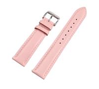 12/13/14/15/16/17/18/19/20/21/22mm Hebilla de pasador de para hombre y mujer, correa de reloj de piel de becerro de grano completo suave con barras de resorte de liberación rápida, rosa-plata, 19mm