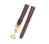 12/13/14/15/16/17/18/19/20mm Broche de pasador/hebilla de mariposa opcional Correa de reloj de cuero de vaca amigable con la piel de color sólido para mujer con herramientas de instalación, 12mm