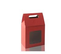12/24/48 bolsas de regalo portátiles de papel kraft para boda, bolsas de embalaje de dulces con cajas de sellado de ventana de PVC transparente para negocios (rojo vino, 24 unidades, 13,6 x 8 x 19,5