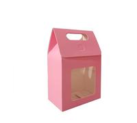 12/24/48 bolsas de regalo portátiles de papel kraft para boda, bolsas de embalaje de dulces con cajas de sellado de ventana de PVC transparente para negocios (rosa, 12 unidades_15,8 x 8,8 x 26,5 cm)