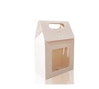 12/24/48 bolsas de regalo portátiles de papel kraft para boda, bolsas de embalaje de dulces con cajas de sellado de ventana de PVC transparente para negocios (blanco, 48 unidades de 10 x 6 x 15 cm)