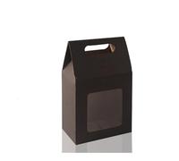 12/24/48 bolsas de regalo portátiles de papel kraft para boda, bolsas de embalaje de dulces con cajas de sellado de ventana de PVC transparente para negocios (negro, 48 unidades_13,6 x 8 x 19,5 cm)