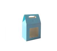 12/24/48 bolsas de regalo portátiles de papel kraft para boda, bolsas de embalaje de dulces con cajas de sellado de ventana de PVC transparente para negocios (azul, 24 unidades_15,8 x 8,8 x 26,5 cm)