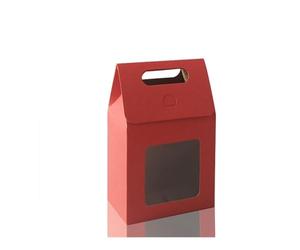 12/24/48 bolsas de regalo portátiles de papel kraft para boda, bolsas de embalaje de dulces con cajas de sellado de ventana de PVC transparente para negocios (rojo vino, 24 unidades, 15,8 x 8,8 x 26,5