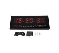 12/24H Timer, Large LED Digital Clock with Thermometer, Wall Mountable for Living Room, Classroom