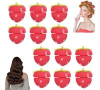 12/24PCS Strawberry Heatless Curlers, Strawberry Curlers for Women, Strawberry Hair Curlers, Strawberry Sponge Rollers, Strawberry Foam Rollers for Long Hair & Short Hair (12PCS)