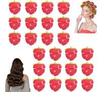 12/24PCS Strawberry Heatless Curlers, Strawberry Curlers for Women, Strawberry Hair Curlers, Strawberry Sponge Rollers, Strawberry Foam Rollers for Long Hair & Short Hair (24PCS)