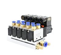 12/24V D-C 110/220V A-C Multi Option 4V210-08 Bloque de válvula solenoide neumática con colector de base de montaje 2/3/4/6 vías (3 posiciones 4 mm, DC12V)