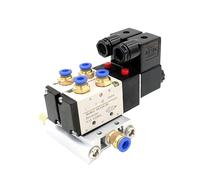12/24V DC 110/220V AC Multi Option 4V210-08 Pneumatic Solenoid Valve Block With Muffler Fitting Base Manifold 2/3/4/6 Way(5 Row 6mm fitting,AC110V)