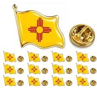12/25/50/100 pines de solapa pequeños de metal con bandera del estado de Nuevo México, pin de bandera de Nuevo México para chaqueta de traje a granel, S, Acero aleado, Sin gemas.