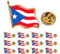 12/25/50 unidades pequeñas de metal con bandera de Puerto Rico para mujeres y hombres, chaqueta de traje, mochila, sombrero a granel, Acero aleado, Sin gemas.