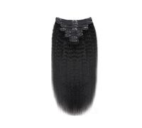 12-26 Inch Clip In Human Hair Extensions for Women Double Weft Full Head Brazilian Remy Hair Yaki Straight Natural Black Wear and Go(26inches)