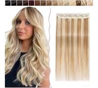 12"(30cm) SEGO Extensiones de Clip de Pelo Natural [#12/613 Marrón Dorado/Blanqueador Rubio] Una Pieza con 5 Clips Cabello Humano Remy Postizos Pelucas Lisas (40g)