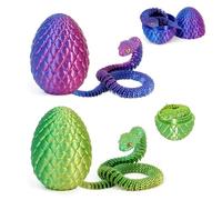 12'' 3D impreso serpiente de huevo, figura de serpiente 3D en huevos de Pascua, serpiente articulada Fidget juguetes para el hogar y la oficina oficina oficina ejecutiva decoración (Purple & Green)