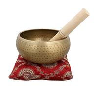 12,7 cm campana Metal tibetisch-buddhistischen Fuente con sonido instrumento musical para meditación con bordado y cojín - CALIDAD SUPERIOR