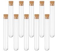 12 * 75mm 10 Piezas Tubos de ensayo plastico Probetas Tubos De Ensayo Transparentes,Para Almacenamiento De Confitería, Especias, Líquidos Manuaildad de Artesanía Decoración