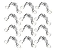 12 abrazaderas de tubo en U, soporte de tubo de acero inoxidable 304 de 2 orificios, ID 1 4/7 pulgadas (40 mm)