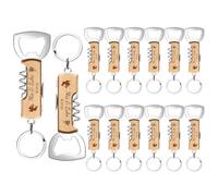 12 Abrebotellas Llaveros Personalizados, Sacacorchos de Madera de Cerveza Regalo Grabables, Abridor de Vino, Regalos para Detalles Bodas, Comuniones, Bautizos