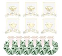 12 accesorios para el cabello de satén de seda suave, coleteros, pinzas para el pelo para regalos de despedida de soltera, recuerdos de boda para mujeres y niñas (blanco perla y verde)
