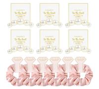 12 accesorios para el cabello de satén de seda suave, coleteros, pinzas para el pelo para regalos de despedida de soltera, recuerdos de boda para mujeres y niñas (blanco perla y rosa)