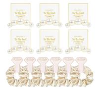 12 accesorios para el cabello de satén de seda suave, coleteros, pinzas para el pelo para regalos de despedida de soltera, recuerdos de boda para mujeres y niñas (blanco perla y dorado)