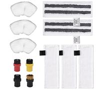 12 Accesorios para Limpiador a Vapor Kärcher Easyfix SC2 SC3 SC4 SC5, 3 paños de microfibra, 3 boquillas de mano Microfiber Cloth, 2 lijadoras, 3 cepillos de nailon + 1 cepillo de latón