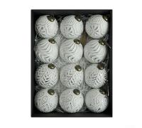 12 adornos de bola de Navidad estilo rústico vintage inastillable PVC galvanizado decoración de árbol colgante oro plata verde negro 8 cm para casa de vacaciones (plata)
