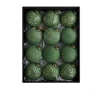 12 adornos de bola de Navidad estilo rústico vintage inastillable PVC galvanizado decoración de árbol colgante oro plata verde negro 8 cm para casa de vacaciones (verde)
