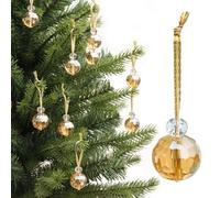 12 Adornos para Colgar para árbol navideños de Cristal en Forma de Bolas, con miniprismas de 2,21 cm, para Navidad, Bodas, Fiestas y decoración del hogar (Dorado)
