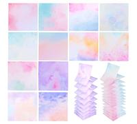 12 almohadillas de notas emergentes, 3 x 3 pulgadas, lindo degradado de acuarela autoadhesivas de acuarela, varios colores, almohadillas de notas súper adhesivas, fáciles de publicar papel, cuadernos de oficina en casa, suministros de accesorios