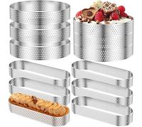 12 anillos de acero inoxidable para pastelería con patrón perforado para una mayor integridad durante los procesos de montaje de postres