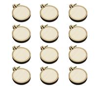 12 aros de madera perforados para punto de cruz, marco de aro de bordado redondo, punto de cruz, arte, herramienta de manualidades (3,5 cm x 3 cm, dimensión externa)