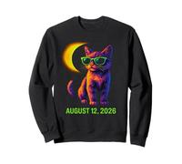 12 August Solar Event Eclipse Gato con Gafas de Sol Arte Cósmico Sudadera