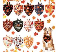 12 bandanas de Acción de Gracias para mascotas y otoño, bandanas de perro, accesorios para ropa de otoño y otoño con diseño de calabaza de hoja de arce para mascotas y otoño, baberos para grandes y pequeños perros, pañuelos, gato, ropa de otoño lavable
