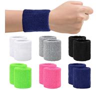 12 Bandas de Sudor, Coloridas Bandas de Sudor, Bandas absorbentes, muñequeras de algodón para Hombres y Mujeres, para Tenis, Baloncesto, fútbol, Correr, Gimnasia (C)