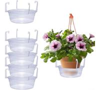 12 bandejas colgantes transparentes para plantas con diseño profundo y ganchos integrados para una fácil instalación, platillos de plástico resistentes a los rayos UV para el hogar, jardín, patio y